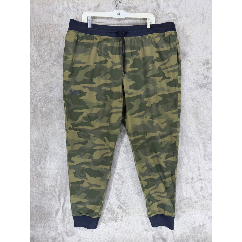 Under Armour Mens 2XL Camo Jogger Pants Green Camouflage Training 1379663 FW2023